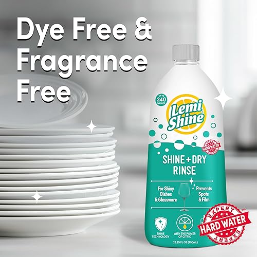Miniatura 4 de Lemi Shine - Shine + Dry - Ajuagador natural para lavavajillas, removedor de manchas de agua dura (1 paquete - 25 onzas)