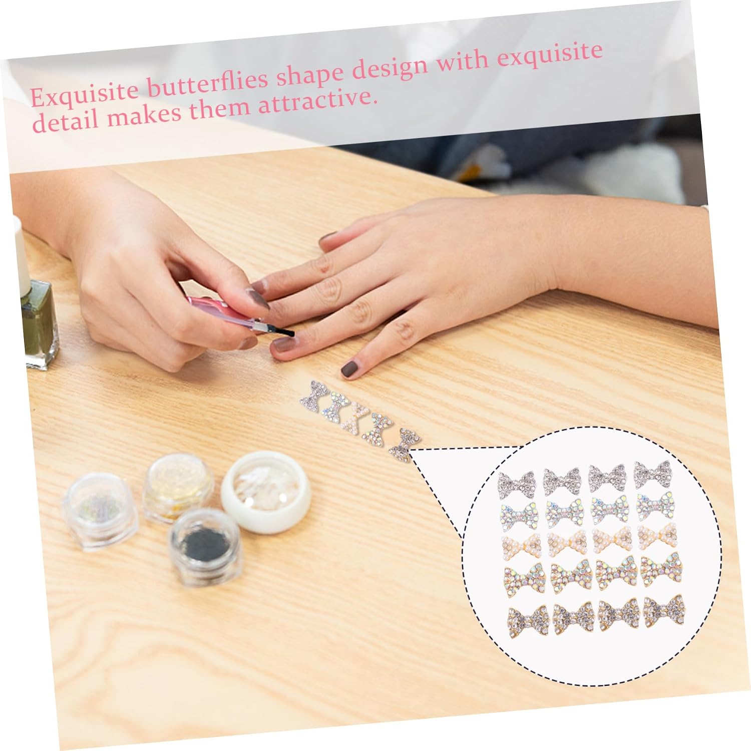50pcs 3D Butterflies Nail Decor Metal Nail Art Ornaments