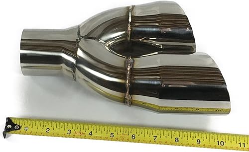 Miniatura 2 de Punta de escape 2.25" Entrada 3.00" Salida 9.50" de largo Doble pared doble ángulo inclinado inoxidable WDWDS30095-225-SS Wesdon Punta de escape