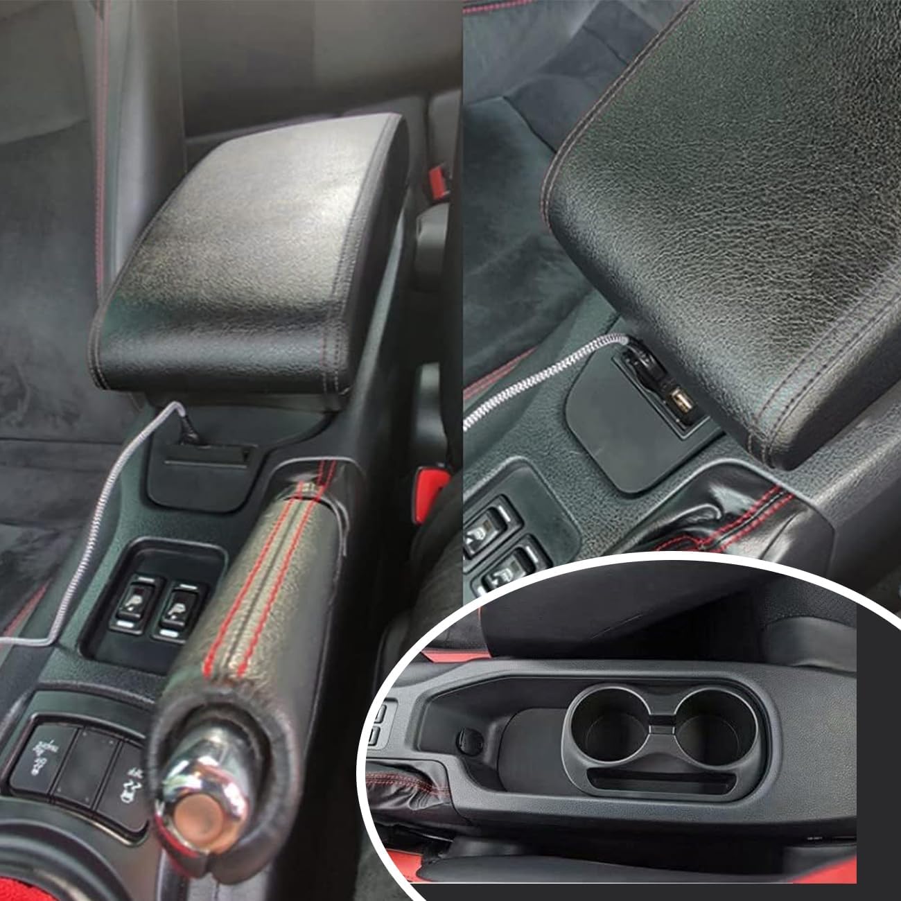 Consoles Armrest for Toyota 86 GT86 / Subaru BRZ Center Dual Storage Box for Scion FR-S 2012-2020 (All Black)