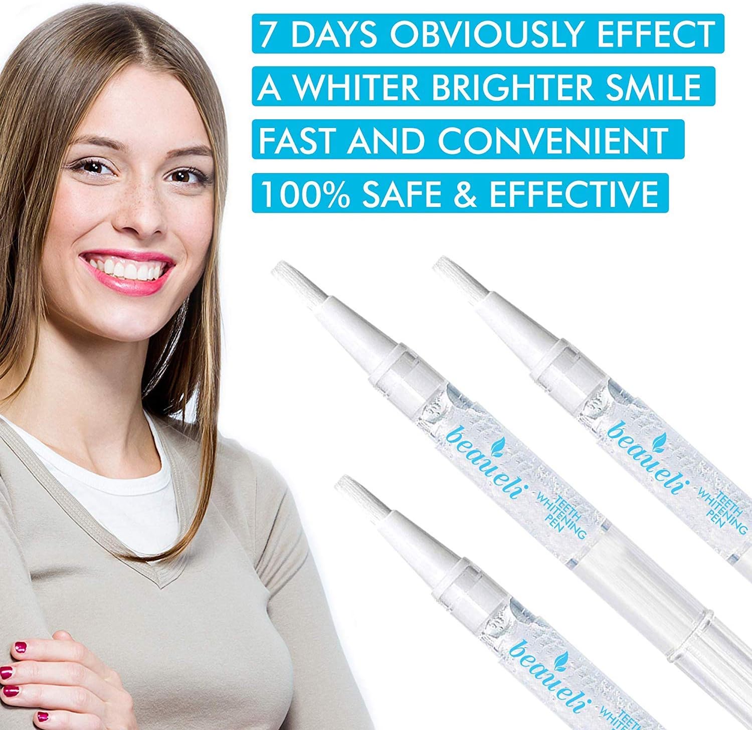 beaueli Teeth Whitening Pen (3 Pack) Safe 35% Carbamide Peroxide Gel for Sensitive Teeth Easy to Use Effective Painless No Sensitivity Advance Natural Teeth Whitening : Beauty & Personal Care