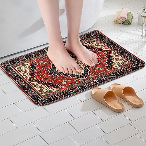 Miniatura 74 de Erosebridal Tapete de baño oriental vintage, Art Deco floral para puerta de entrada, tapete de baño tribal bohemio, tapete de baño tradicional