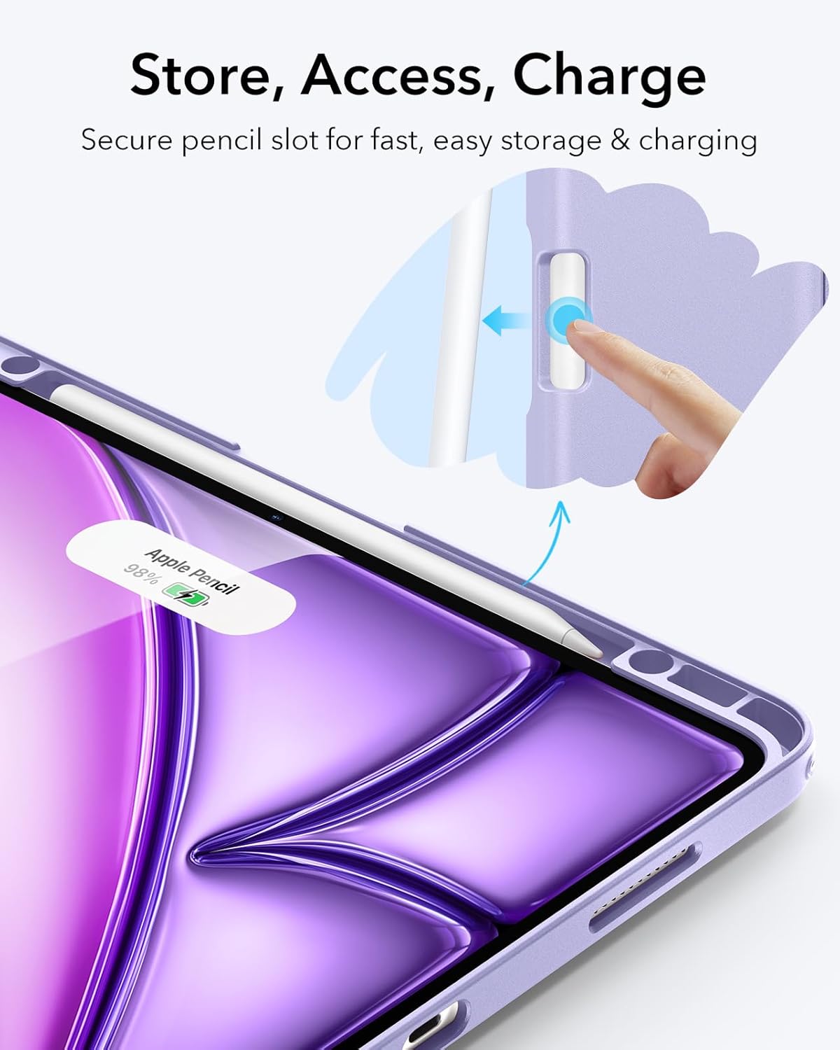 ESR for iPad Air 13 Inch Case M3/M2 (2025/2024), Vertical Stand Cover, Multi Stand Angles, Ultra-Stable Case for iPad Air 13 with Pencil Holder, Flip Series, Purple - Image 7