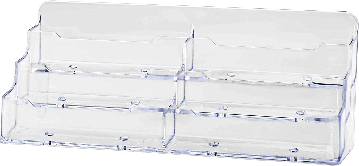 Marketing Holders Business Card Holder Acrylic Three Tier Six Pocket Countertop 3.5 x 2 Appointment Cards for Law Offices Medical Facilities Service Providers Salons Boutiques Space Saver Clear