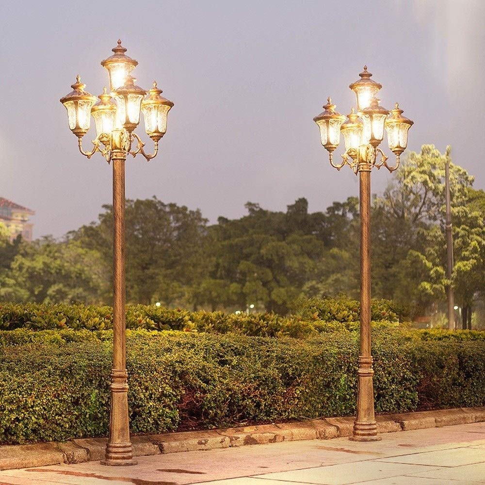 Lanterne vintage à 5 lumières d'extérieur en aluminium pour pelouse, rue, extérieur, cour, jardin, villa, porche, patio, paysage