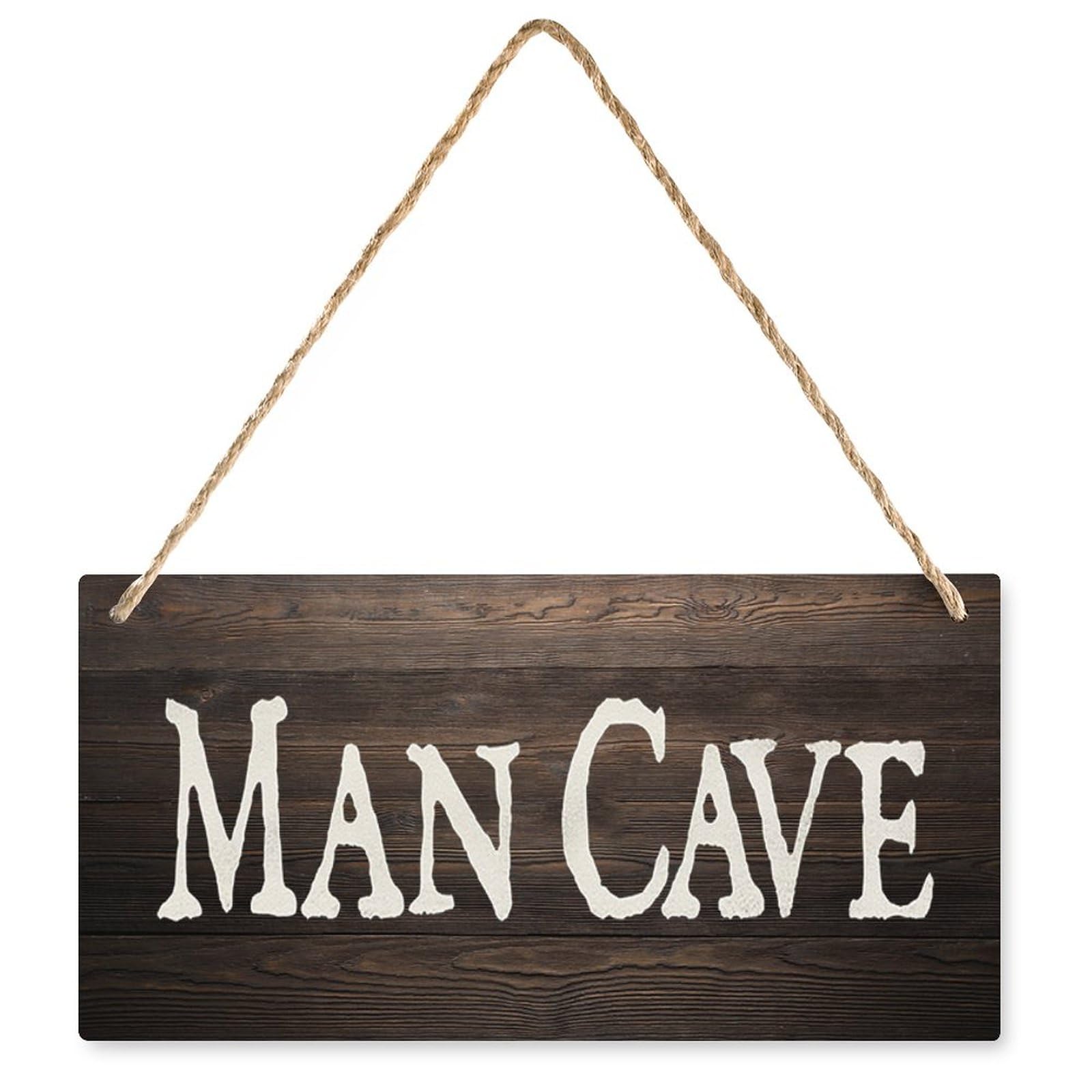 Man Cave Wood Sign - Man Cave | Rustic Hanging Decor for Farmhouse Living Room & Thanksgiving | Ideal for Guys' Spaces | 12X6 Inch