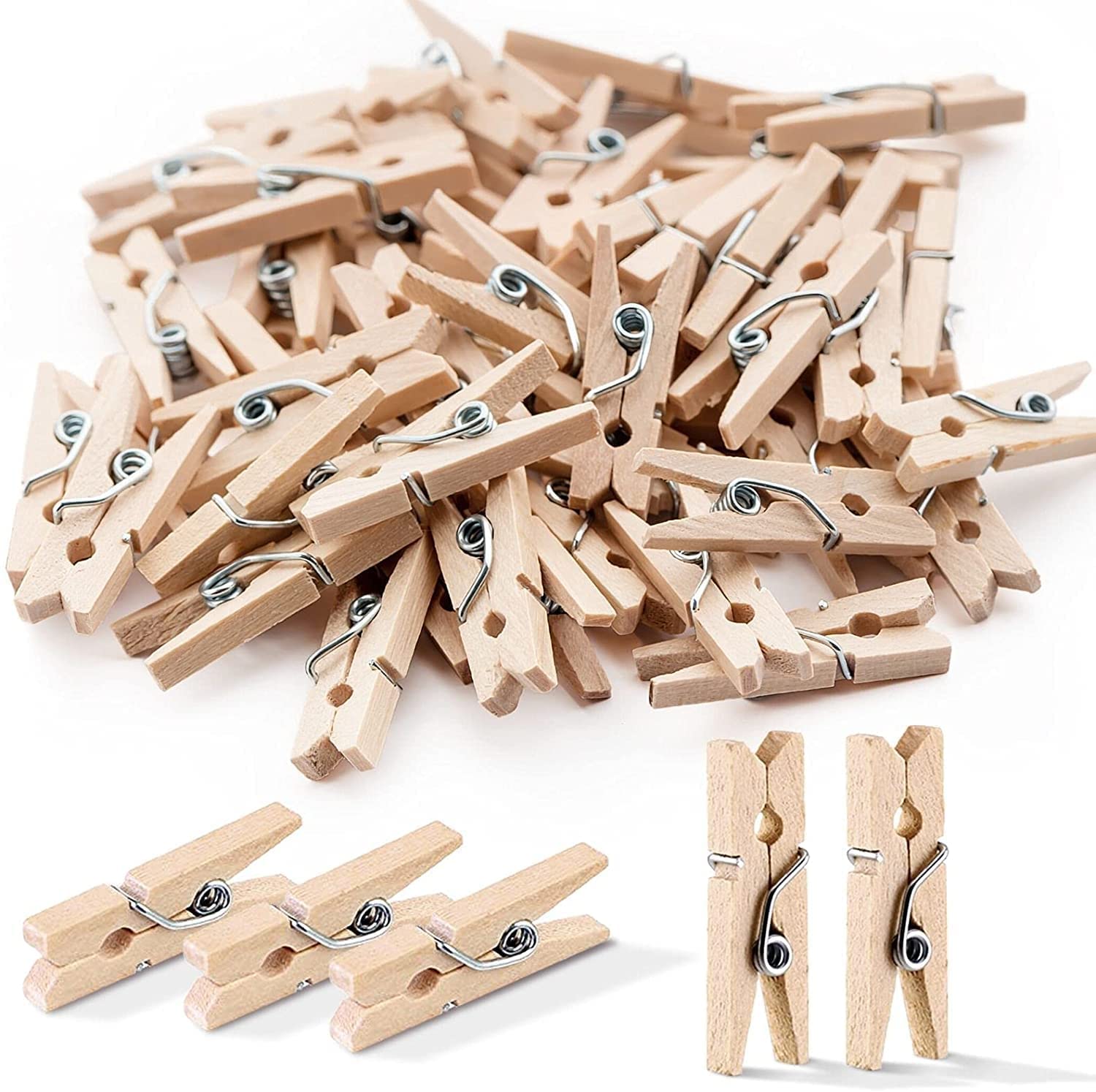 ART RANGER 1 Inch 20 PCS Mini Clothespins, Mini Clothes Pins for Photo Natural Wooden Small Picture Clips for Crafts Tiny Pegs/Wood Clips for Wall Hanging Pictures-image-3
