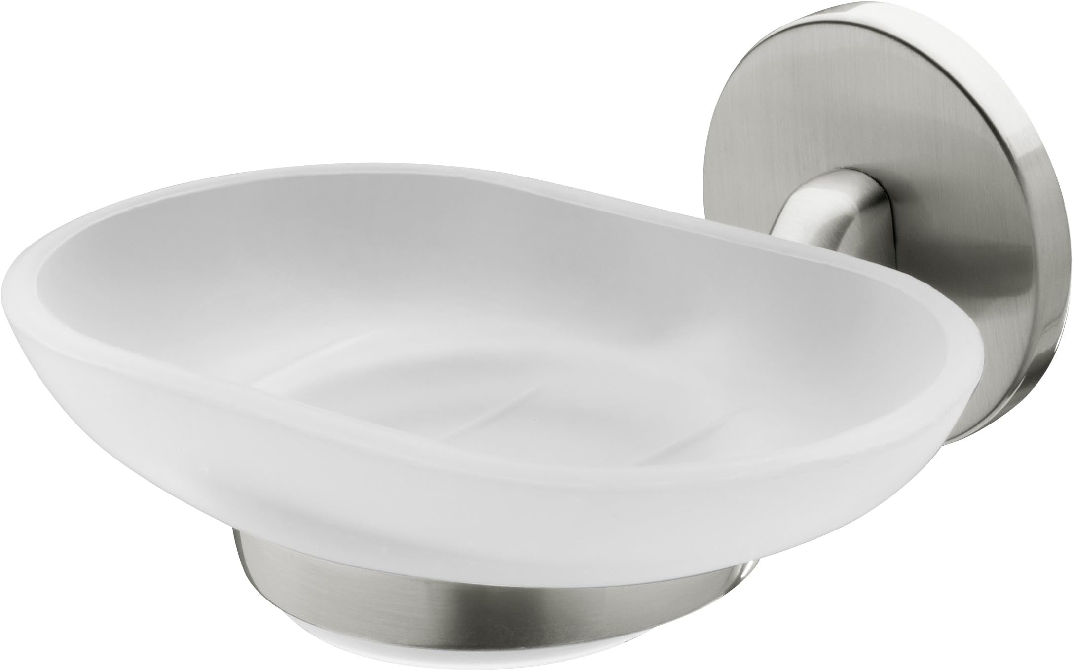 Bisk Virginia Frosted Glass Soap Dish Holder, Brushed Nickel