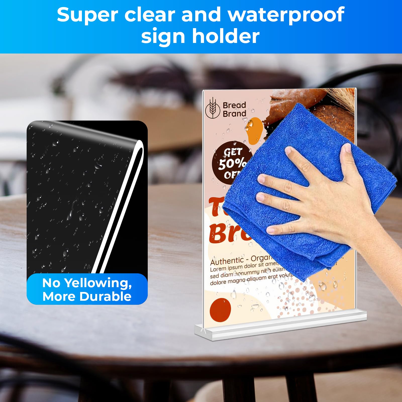 Portacartelli Acrilico A4 A Doppia Faccia - Da Tavolo, Caricamento Dal Basso - Per Ristoranti, Uffici, Scuole