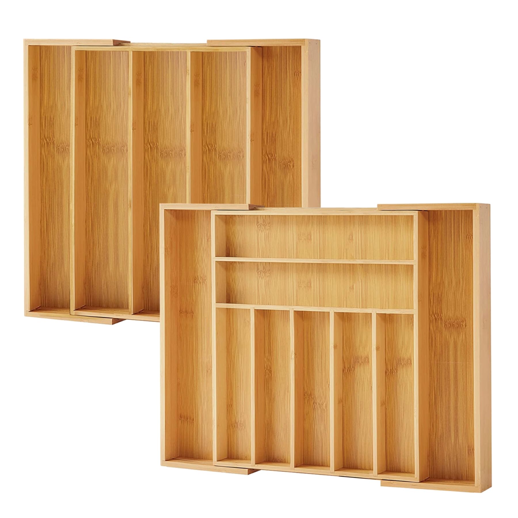 Photo 1 of Bamboo Drawer Organizer, 2 Pack - Expandable Silverware Organizer & Utensil Drawer Organizer, Cutlery Tray with Dividers, 7-9 Slots - Premium Kitchen Organizer for Utensils & Flatware (Natural)
