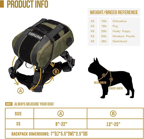 Miniatura 6 de OneTigris Paquete para perros, mochila duradera para perros pequeños y medianos con salida de bolsa de arena, para camping, senderismo, caminata
