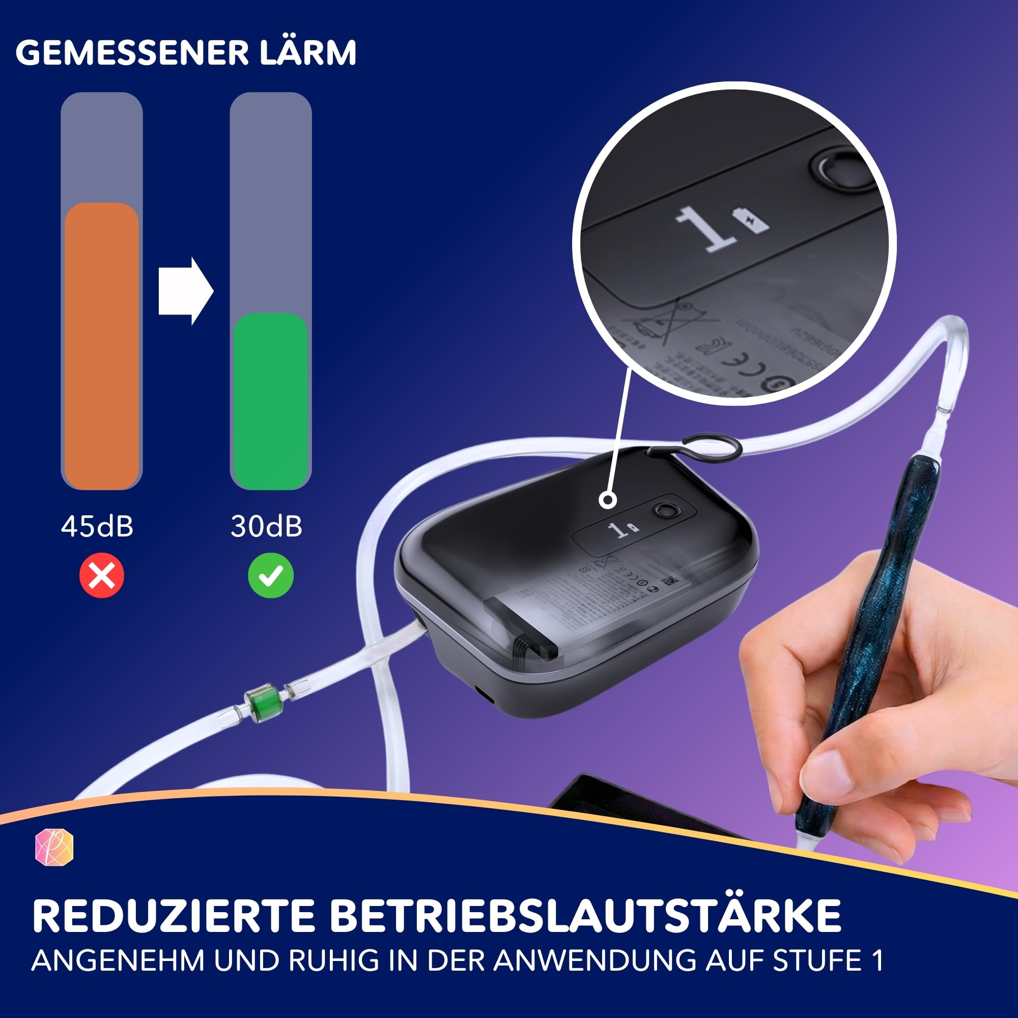 Picmondoo E-Painter 2.0 Black Edition Elektrischer Diamond Painting Stift 5 Leistungsstufen Display kabelloser Akku 11-teiliges Set