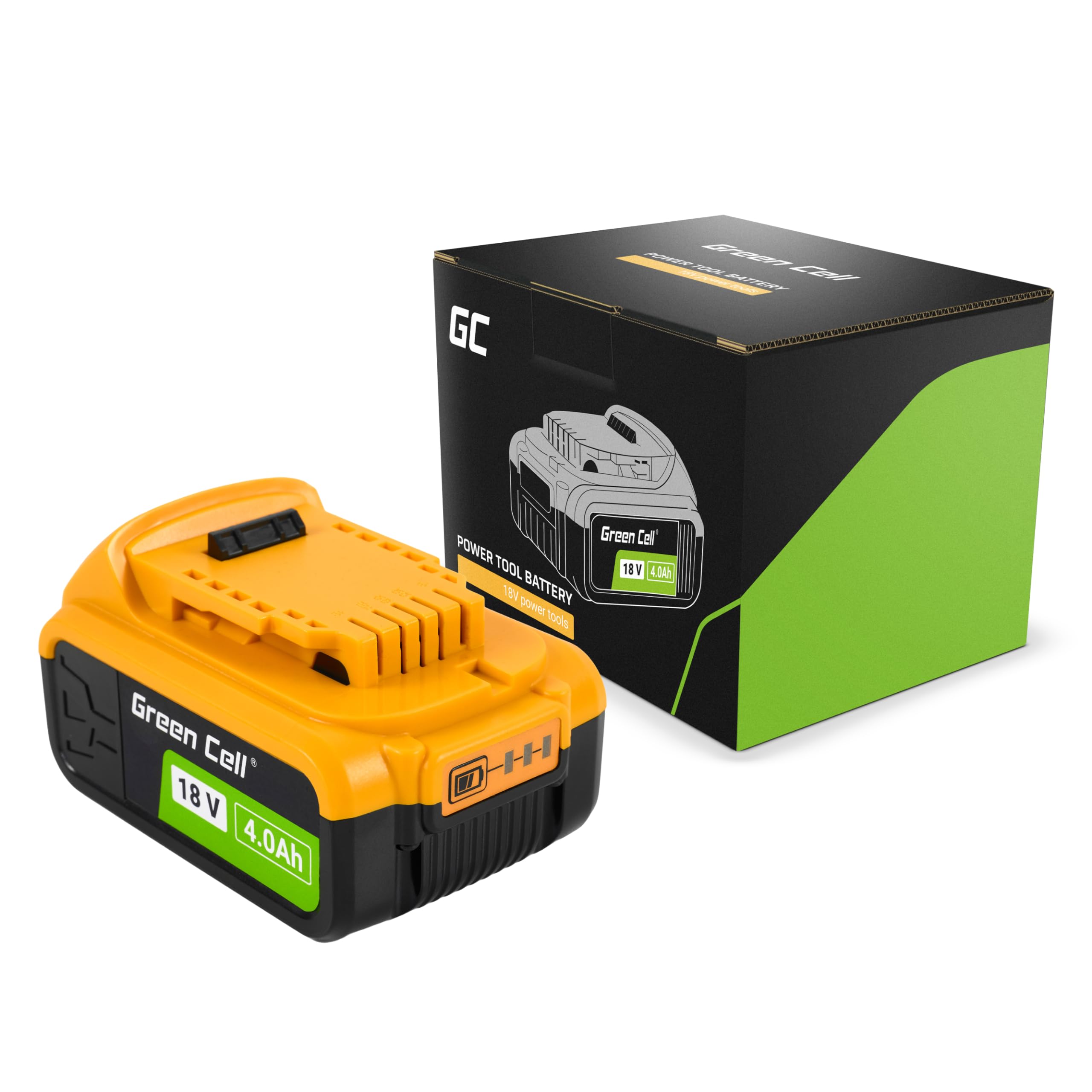 Green Cell (4Ah 18V Li-Ion) Battery 4000mAh Replacement Battery for DeWalt XR 18V DCB182 DCB184 DCB200 DCB201 DCB180 DCB181 with Battery Charge Indicator No Memory Effect