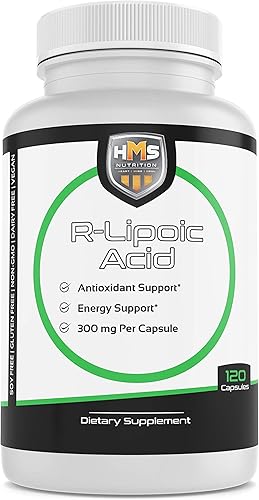 HMS Nutrition Ácido R-lipoico 300 mg por cápsula 120 unidades 120 unidades 4 meses de suministro de cápsulas vegetales