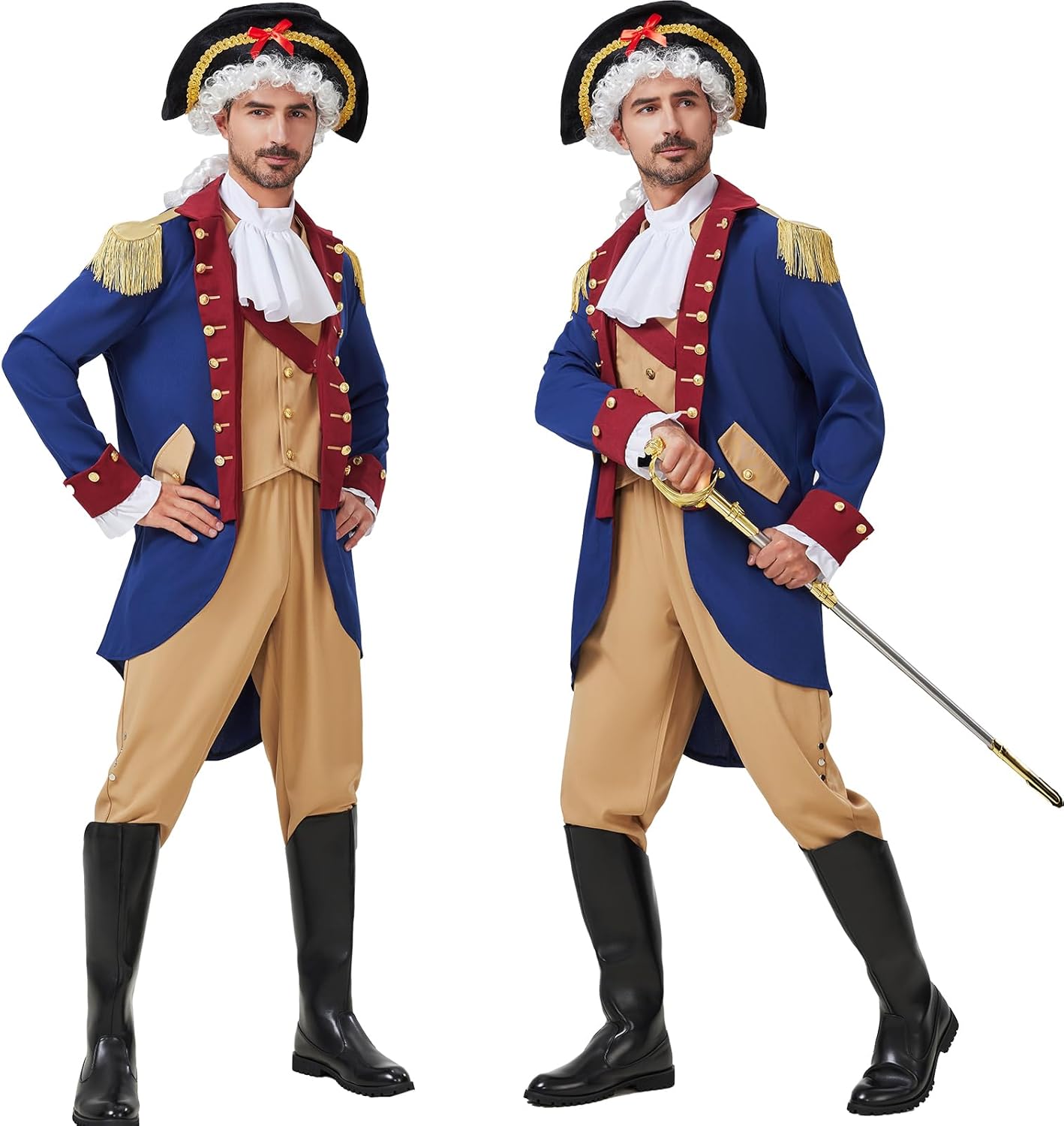 Mens Founding Father Costume Adult Colonial Costume Outfit Revolutionary War General Outfit - Image 2