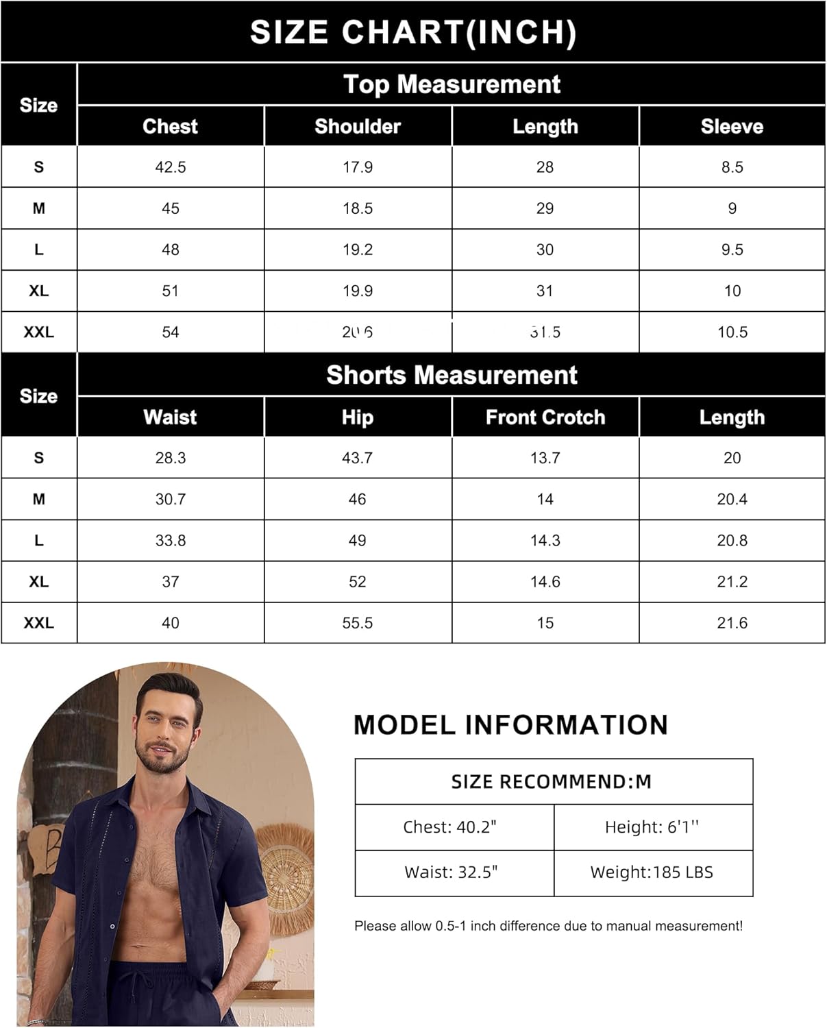 YTD Men's 2 Pieces Shirt Sets Short Sleeve Casual Button Down Hippie T-Shirts Shorts Sets Summer Fashion Beach Outfits - Image 6