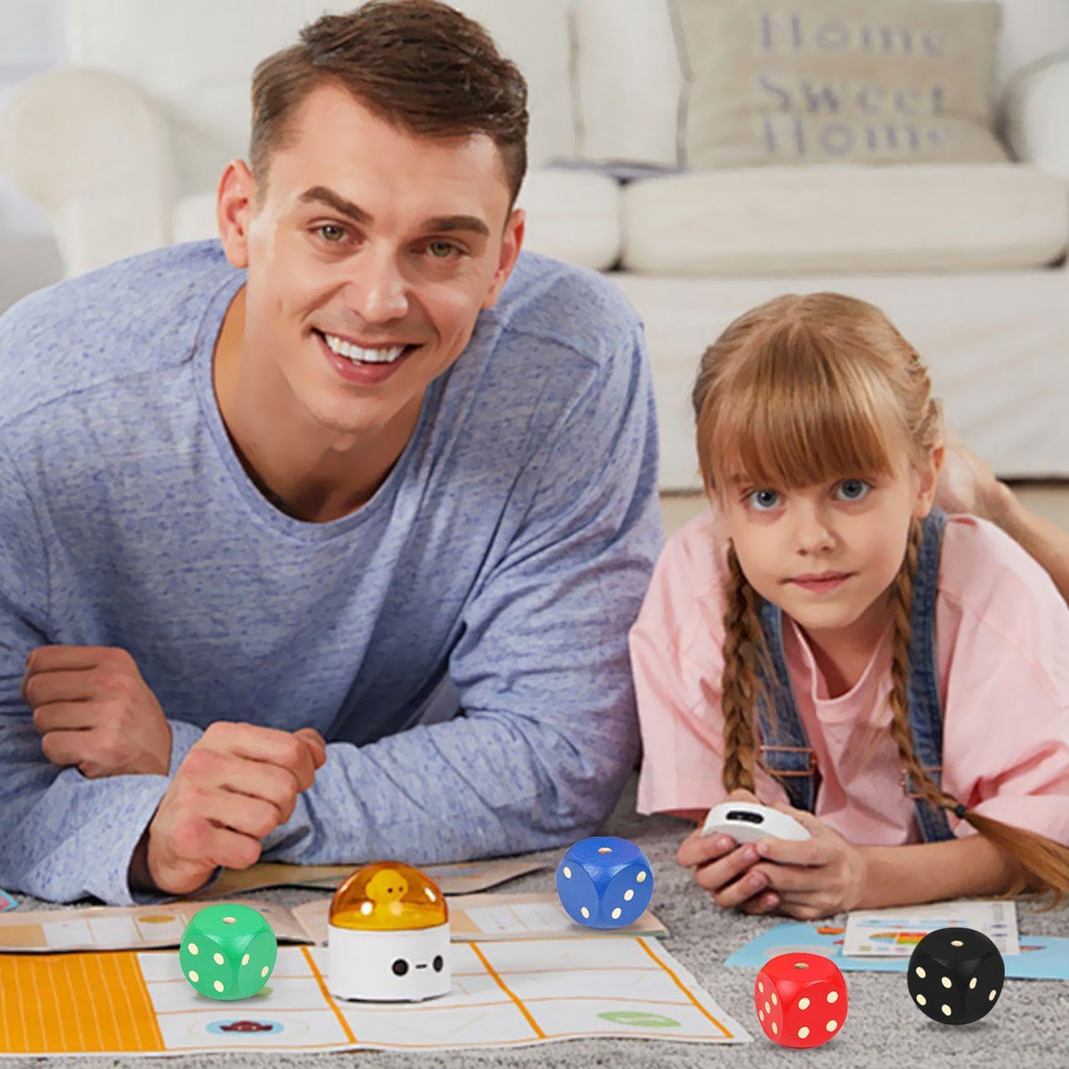 Confezione da 4 Dadi in Legno, Dadi Grandi, Gioco di Lancio, Giocattolo Educativo, Supporto Gioco Interattivo