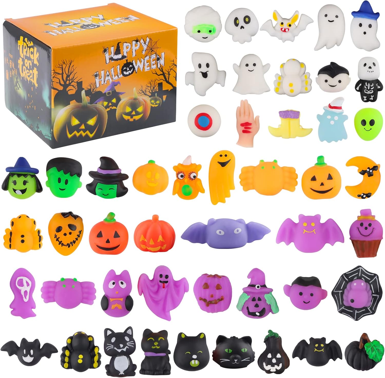 Kalolary 48PCS Halloween Squeeze Toys, Halloween Mochi squeeze favors