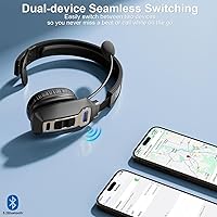 Vista 3 de Auriculares Bluetooth BRAMMAR Trucker con cancelación de ruido AI y micrófono, auriculares Trucker con 65 horas de tiempo de conversación y botón
