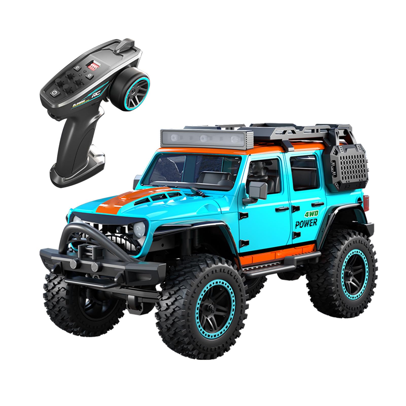 RC Crawler 4WD Velocità Elevata Auto Telecomandata, 1:20 Scala con Luci LED per Avventure Notturne, Bianco