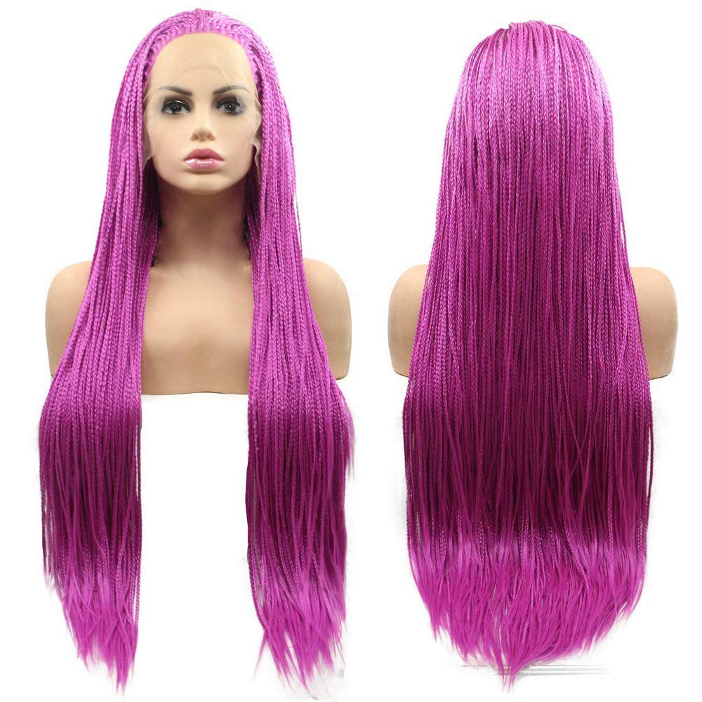 Amazon.com : Purple Long Box Braided Wigs Micro Braided Lace 