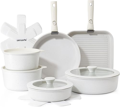 Set de cuisine rev&ecirc;tement antiadh&eacute;sif et poign&eacute;es amovibles