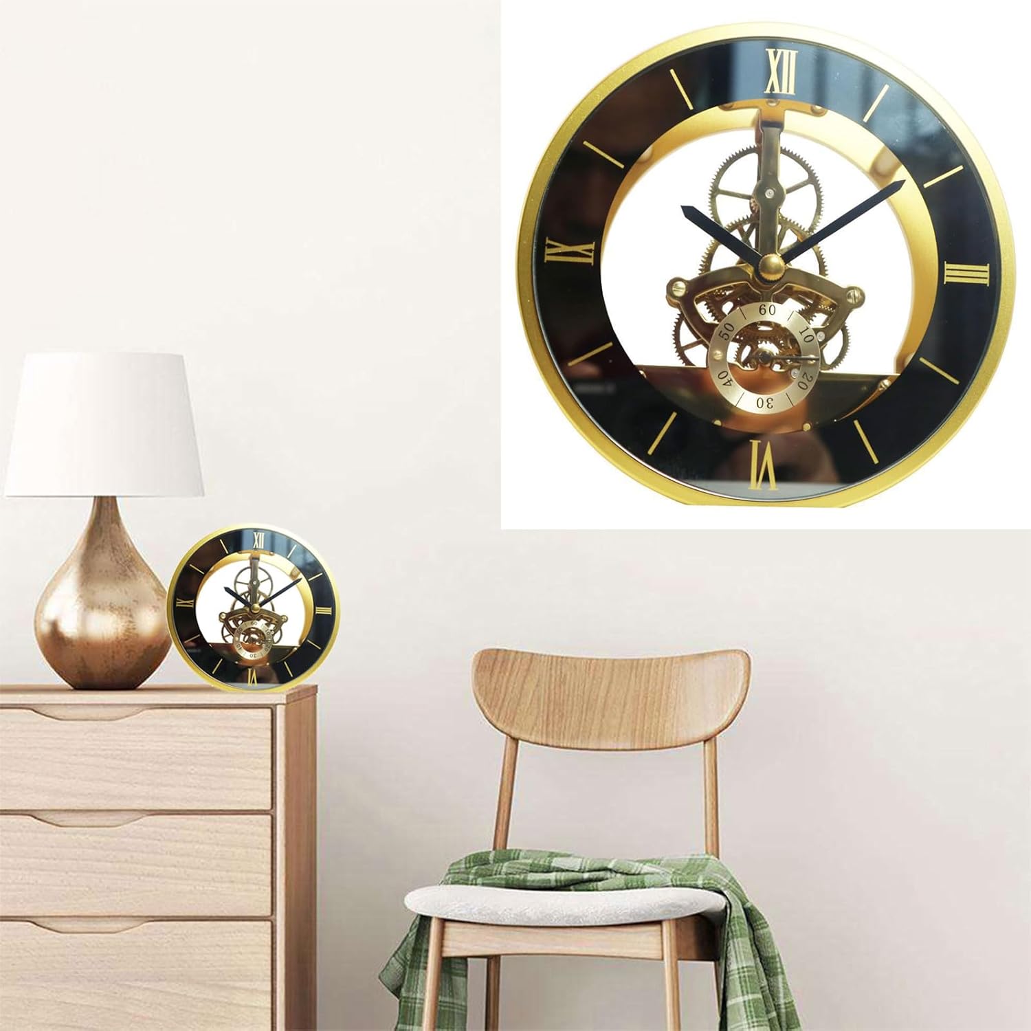 レトロギアウォールクロック運動丸い装飾テーブルメタルパースペクティブムーブメントアクセサリーレトロギアクロック