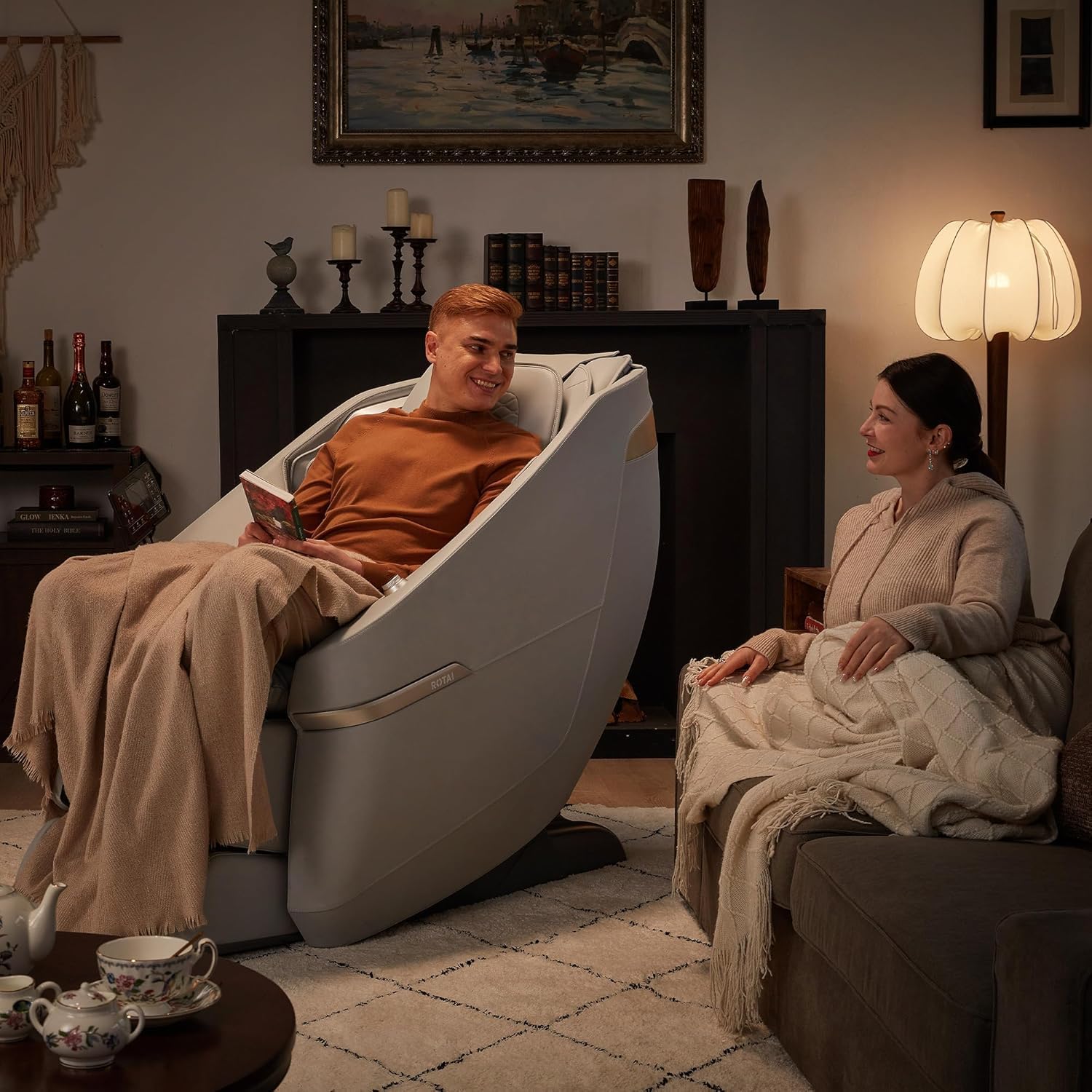 ROTAI Silla de Masaje de Cuerpo Completo con Amasado, Gravedad Cero y Bluetooth, Sillón Masajeador Shiatsu Profesional Reclinable, Sillón Relax Eléctrico para Casa y Oficina