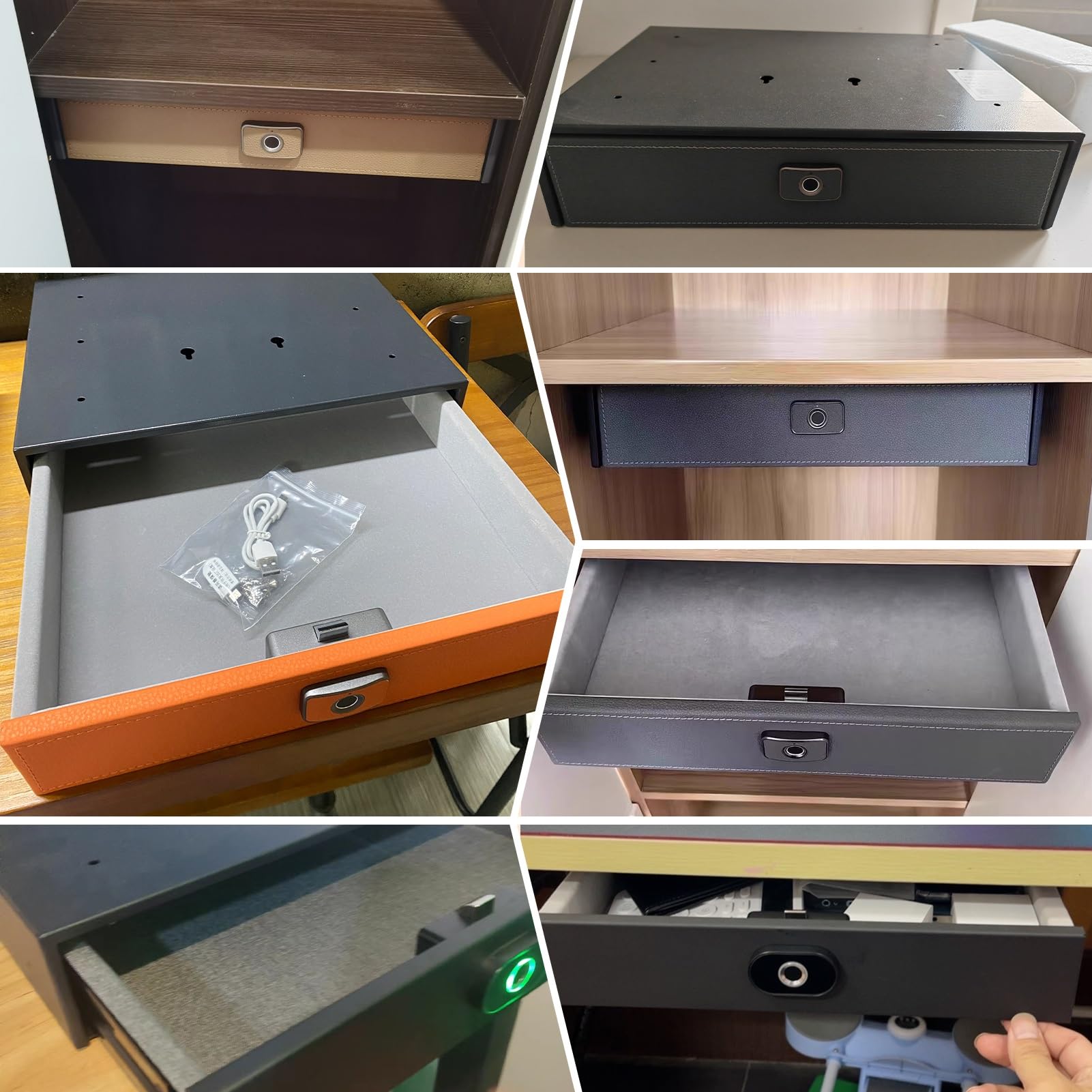 Coffre-fort À Tiroir En Acier, Coffre-fort À Déverrouillage Par Empreinte Digitale Caché, Petit Coffre-fort Pour La Maison, Coffre-fort Tactile Intelligent, Adapté À La Table De Chevet À La Maison, Bo