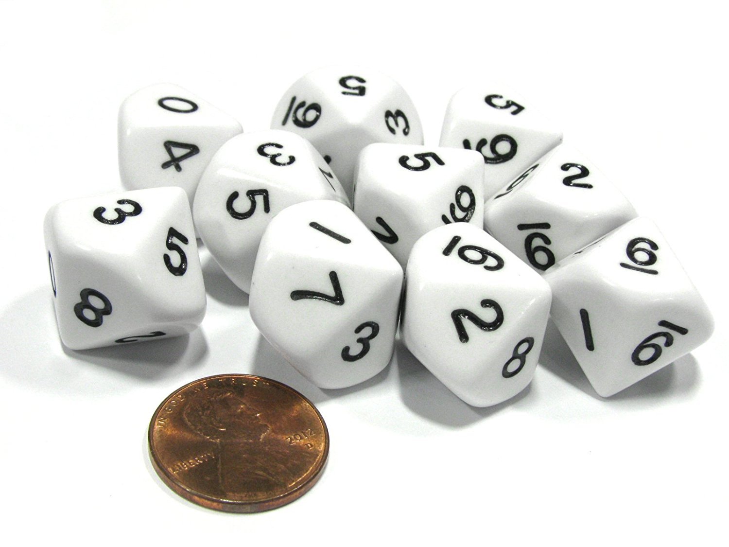 Buy 10 Piece Set Of 10 Sided D10 Polyhedral Dice White With Black Numbers Online At Low Prices In India Amazon In