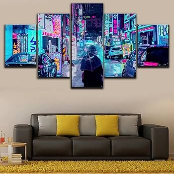 Amazon.co.jp: アートパネル サイバーパンクシティコリアナイトアート