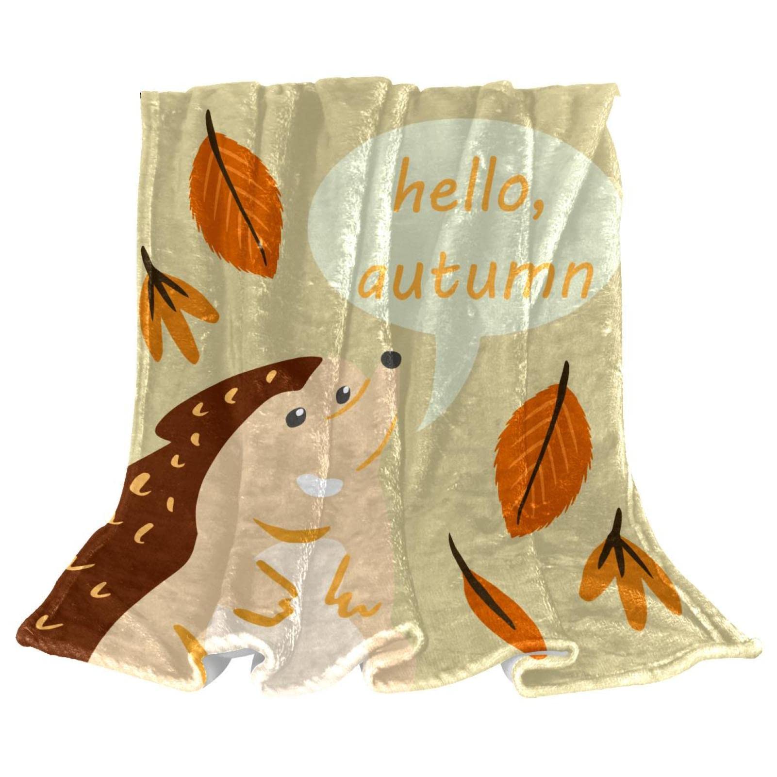 Couverture polaire canapé Helo Autumn plaid léger pelucheux imprimé hérisson