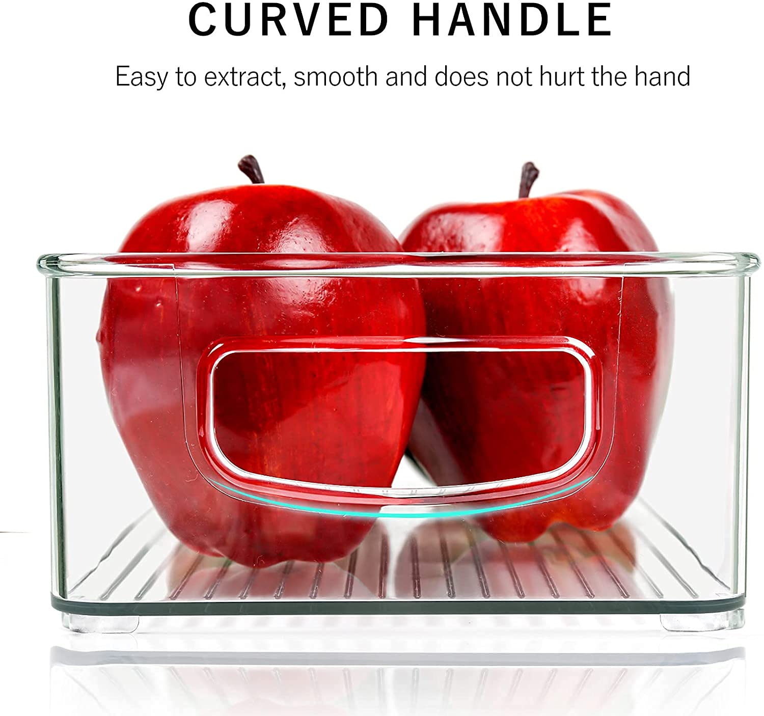 Set of 8 Refrigerator Organizer Bins, 4 Large and 4 Medium Stackable Plastic Fridge Organizers with Handles for Freezer, Kitchen, Cabinet, Pantry Food Storage Rack, BPA Free