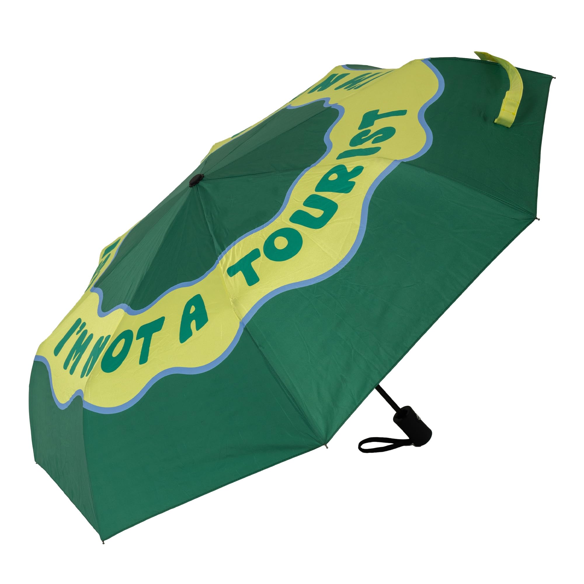 Fisura - Original “Not a Tourist ” Windproof Travel Umbrella for Rain. Easy Auto Open Compact Durable Folding Umbrella, Waterproof Canopy Portable for Gift.