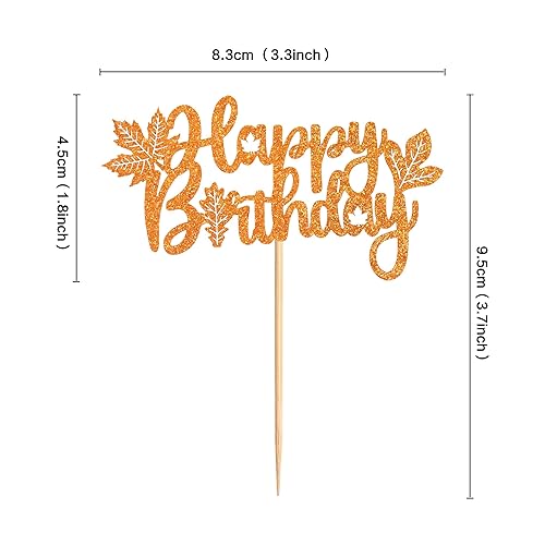 Miniatura 10 de Ercadio Paquete de 30 adornos para cupcakes con hojas de arce de otoño, purpurina dorada, hojas de arce de otoño, cosecha de otoño, temática de