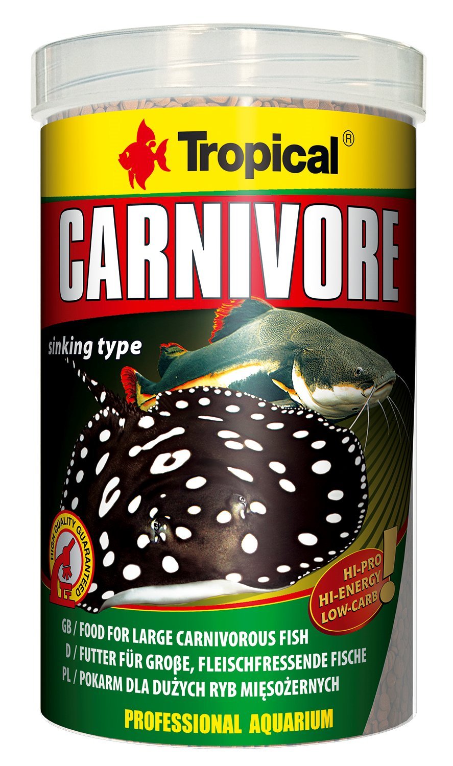 Tropical Carnivore Food for Carnivorous Fish (Stingy, Catfish), Pack of 1x1l can