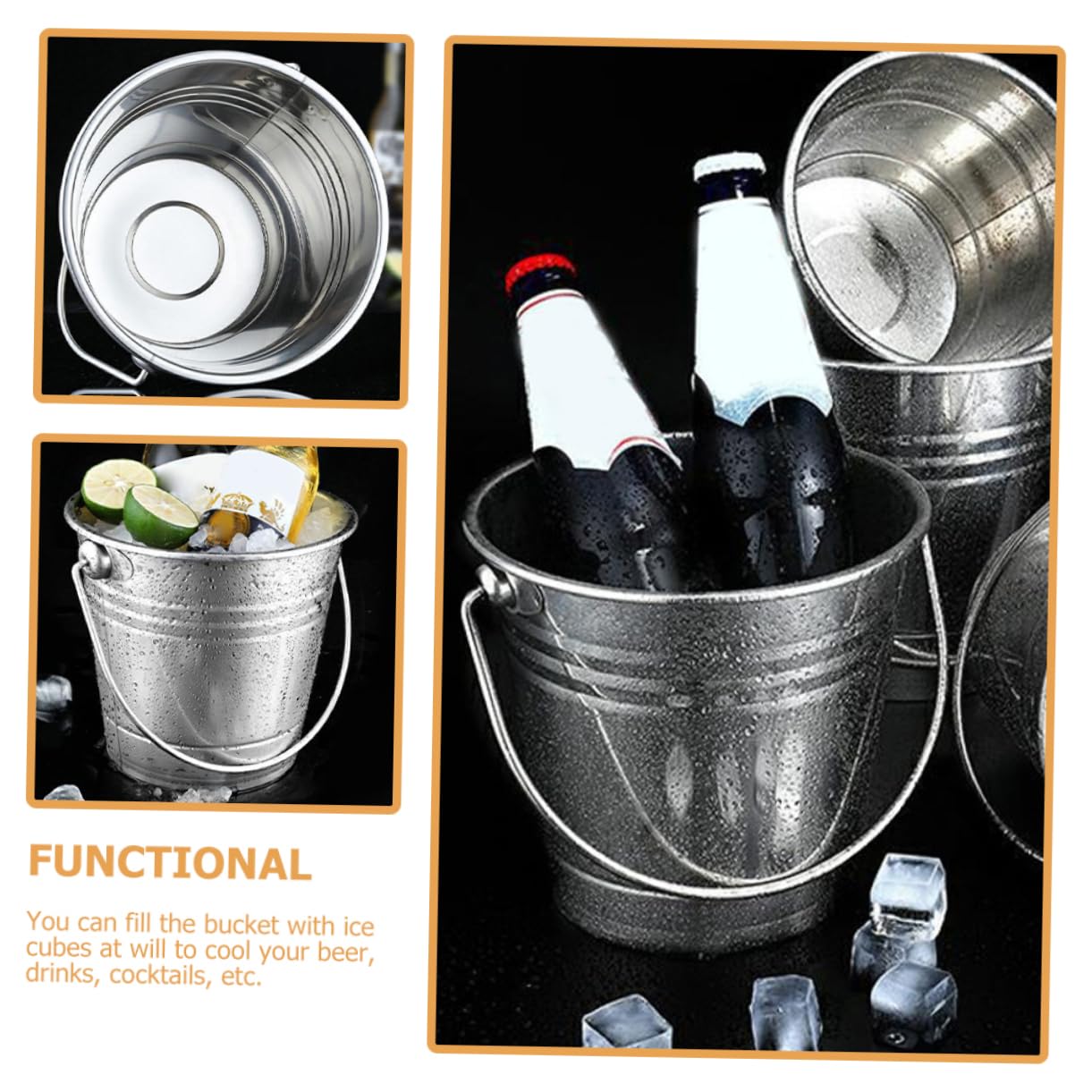 PRETYZOOM 8 Cubos De Hielo De Acero Inoxidable para Bebidas Enfriadores De Vino para Botellas Bar Cubo De Hielo Aislado Cubo De Hielo Cubo De Hielo Grueso Cubo Pequeño Cubo