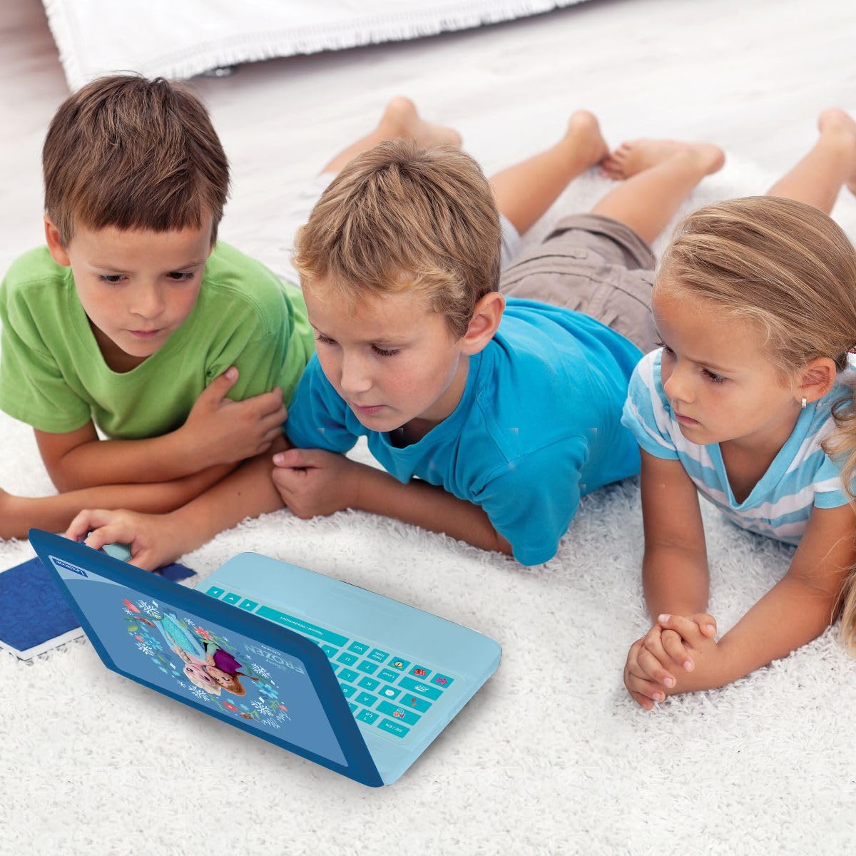 Lexibook, Frozen, dwujęzyczny laptop edukacyjny, angielski i niemiecki, 164 aktywności, matematyka, gry logiczne, tryb muzyczny, duży wyświetlacz LCD, niebieski, JC601FZi3LXB