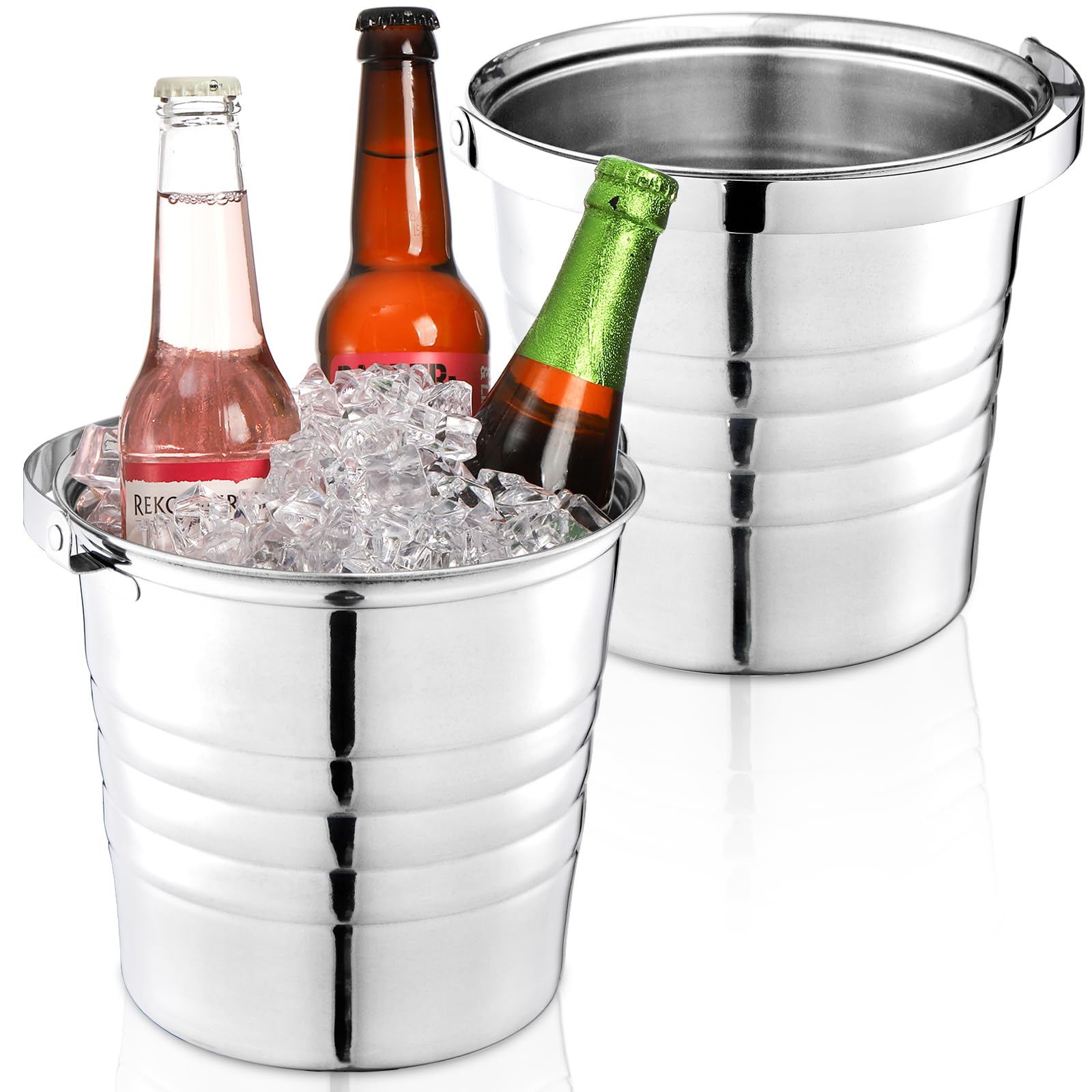 Snapklik.com : Elsjoy 2 Pack 3 Quart Stainless Steel Ice Bucket