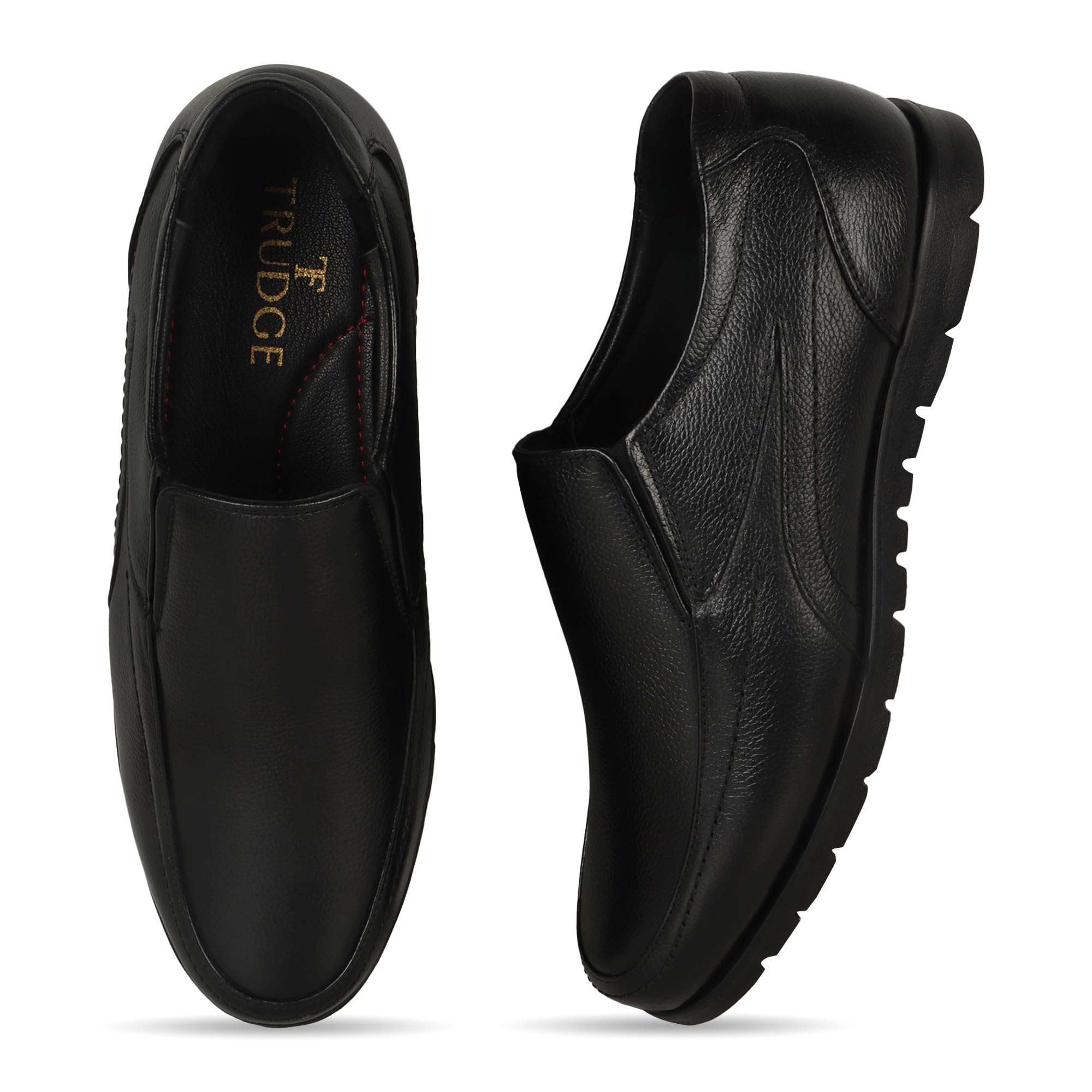 TRUDGE Mens Leather Upper Formal Moccasin Shoes with TPR Sole | Stylish Comfort for Office and Special Occasions (Black,9 UK) | 5026 (B0CW9WYX2S) Amazon Price History, Amazon Price Tracker