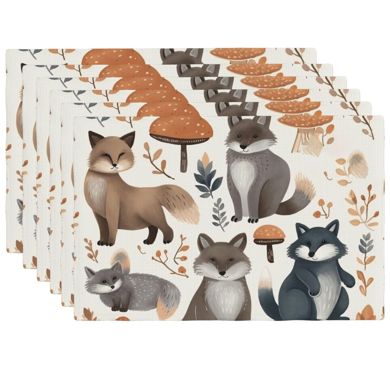 Sets de table lavables pour protéger la cuisine des taches motif raton laveur 6x