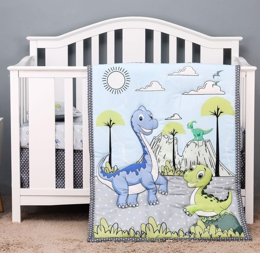 Animals 3pcs Baby Crib Bedding Set (Quilt, Fitted Crib Sheet, Crib Skirt) Pink Nursery Bedding Set for Girls Crib Bedding Sets for Girls (Hedgehog)