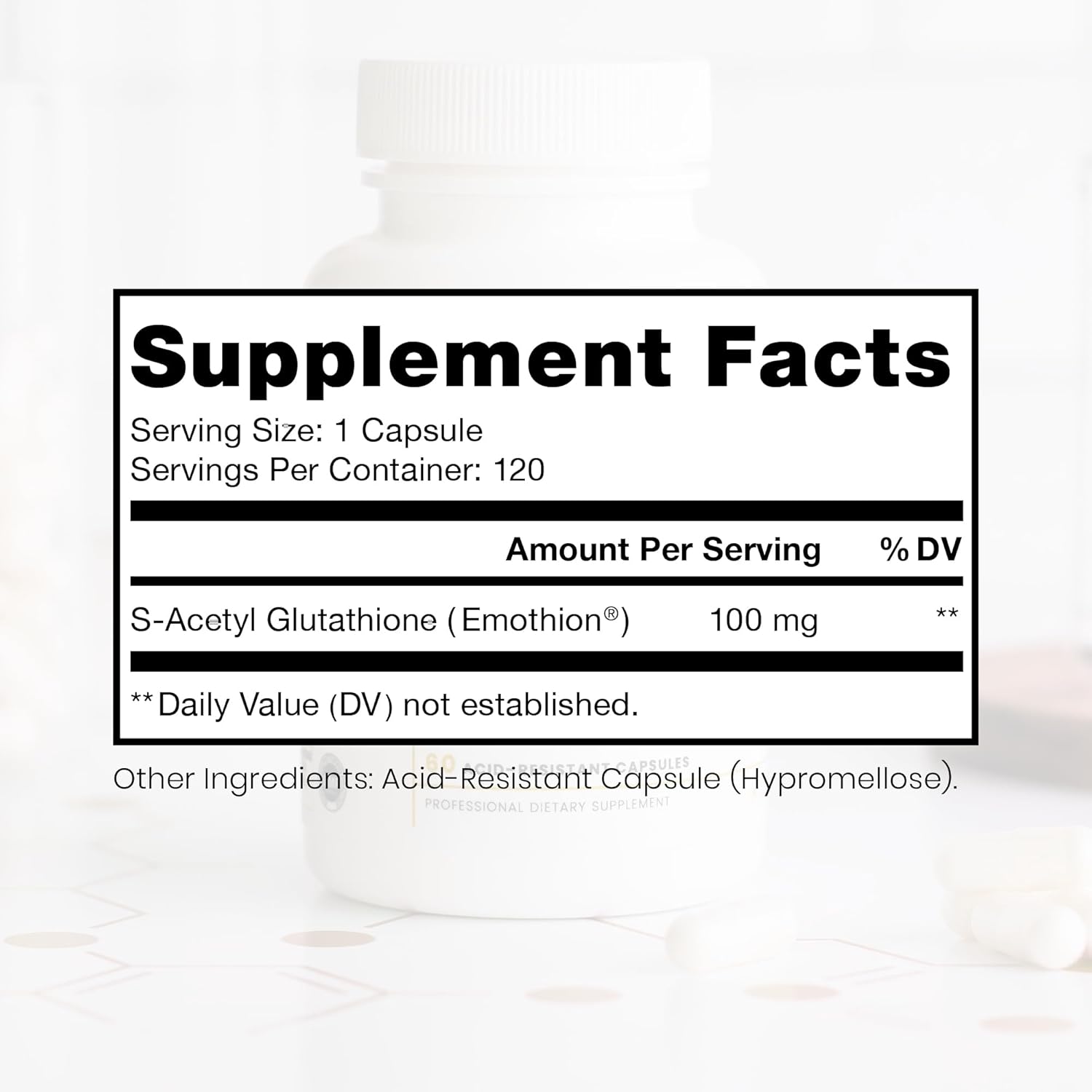 Pure Therapro Rx S-Acetyl Glutathione Gold 100mg, Made in USA - 4 Month Supply | Acid Resistant Capsules | Patented Acetylated Form of Glutathione | Zero Fillers, Pharmaceutical Grade, Non GMO - Image 2