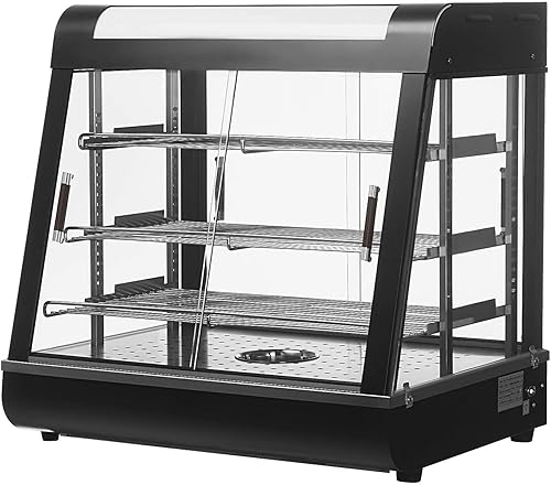 Miniatura 14 de Calentador de alimentos comercial de 3 niveles de 35 pulgadas con estante superior para leche y jugo, gabinete calentador de mostrador para