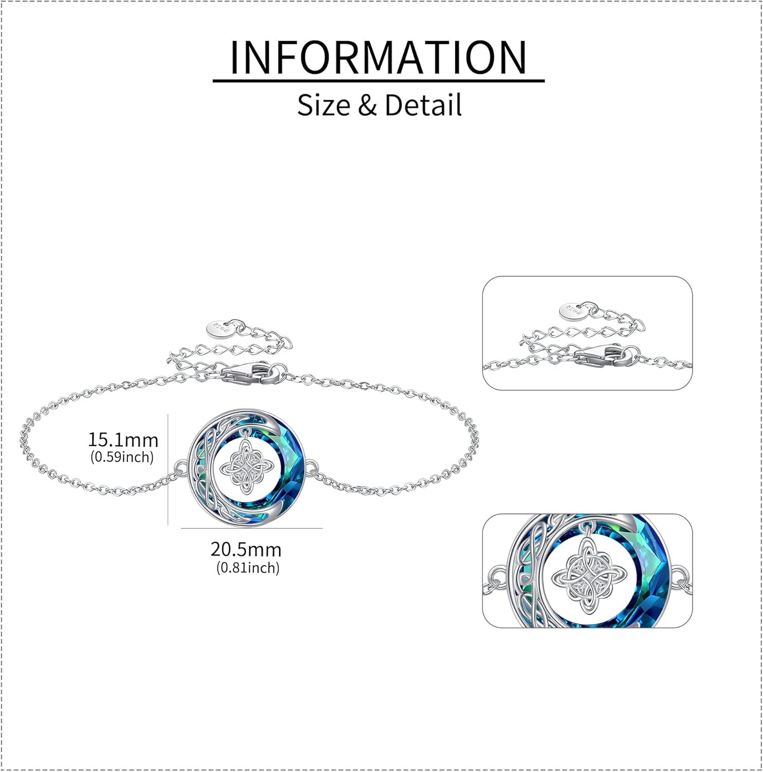 YFN Celtic Witches Knot Bracelet Sterling Silver Witches Crescent Crystal Bracelet Pagan Witch Jewelry For Women - Image 5