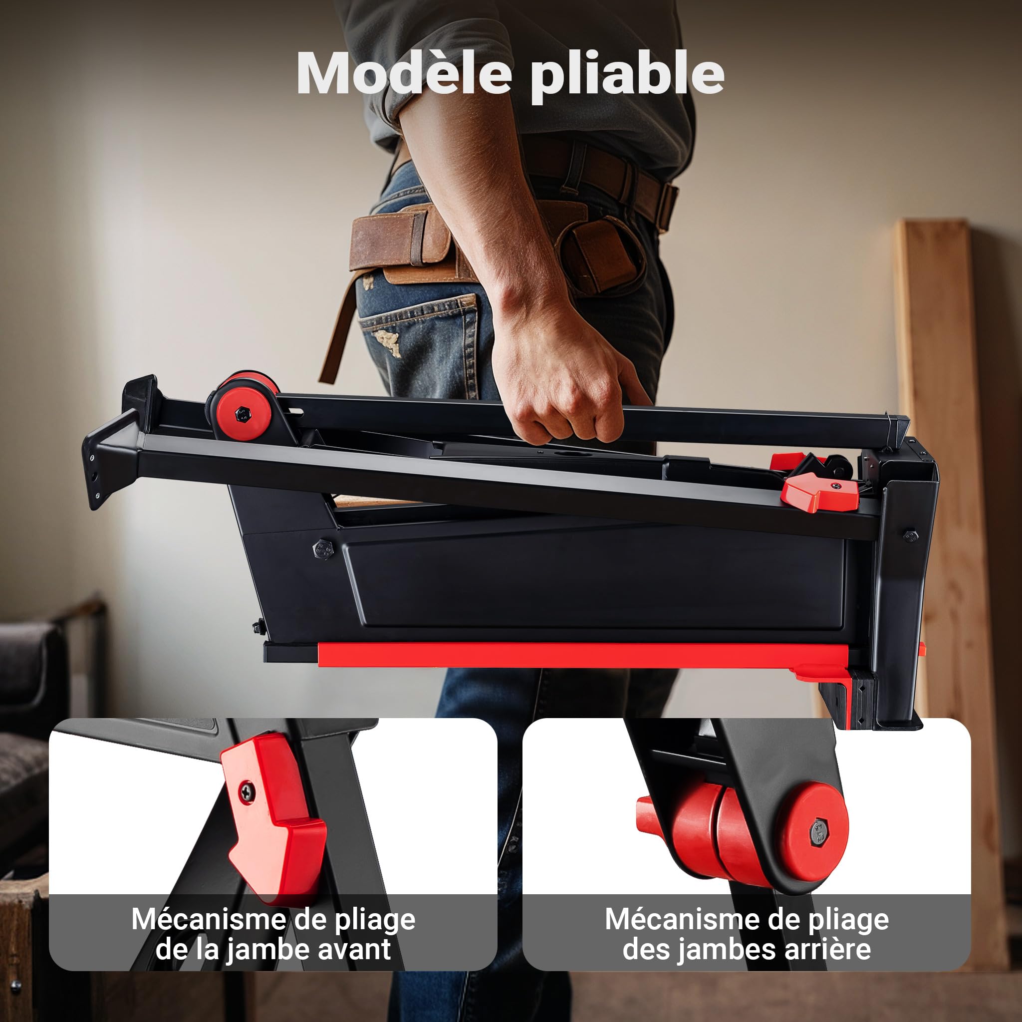 Wiltec Établi avec système de Serrage Jusqu’à 200kg – 98 x 88 x 87 cm (81 x 32 x 29 cm) – Plage de Serrage 0-95,5 cm – Force de Serrage Max. 1000 kg – pour Atelier, Menuisier, Garage et Bricolage