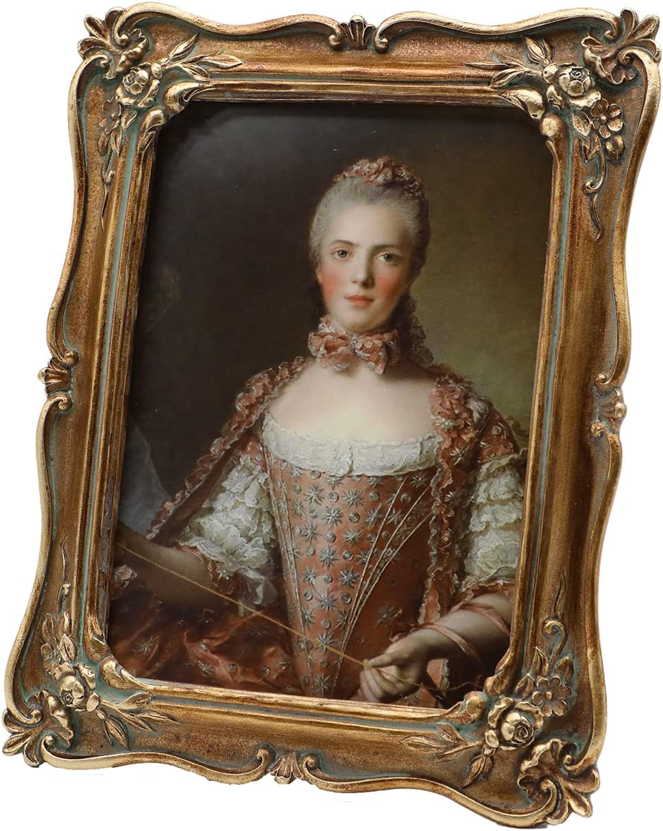5x7 Vintage Picture Frame, Antique Ornate Bronze Gold Photo Frame, for Tabletop and Wall Display, Decorative Retro Home Decor, Old Fashioned Photo Gallery Art