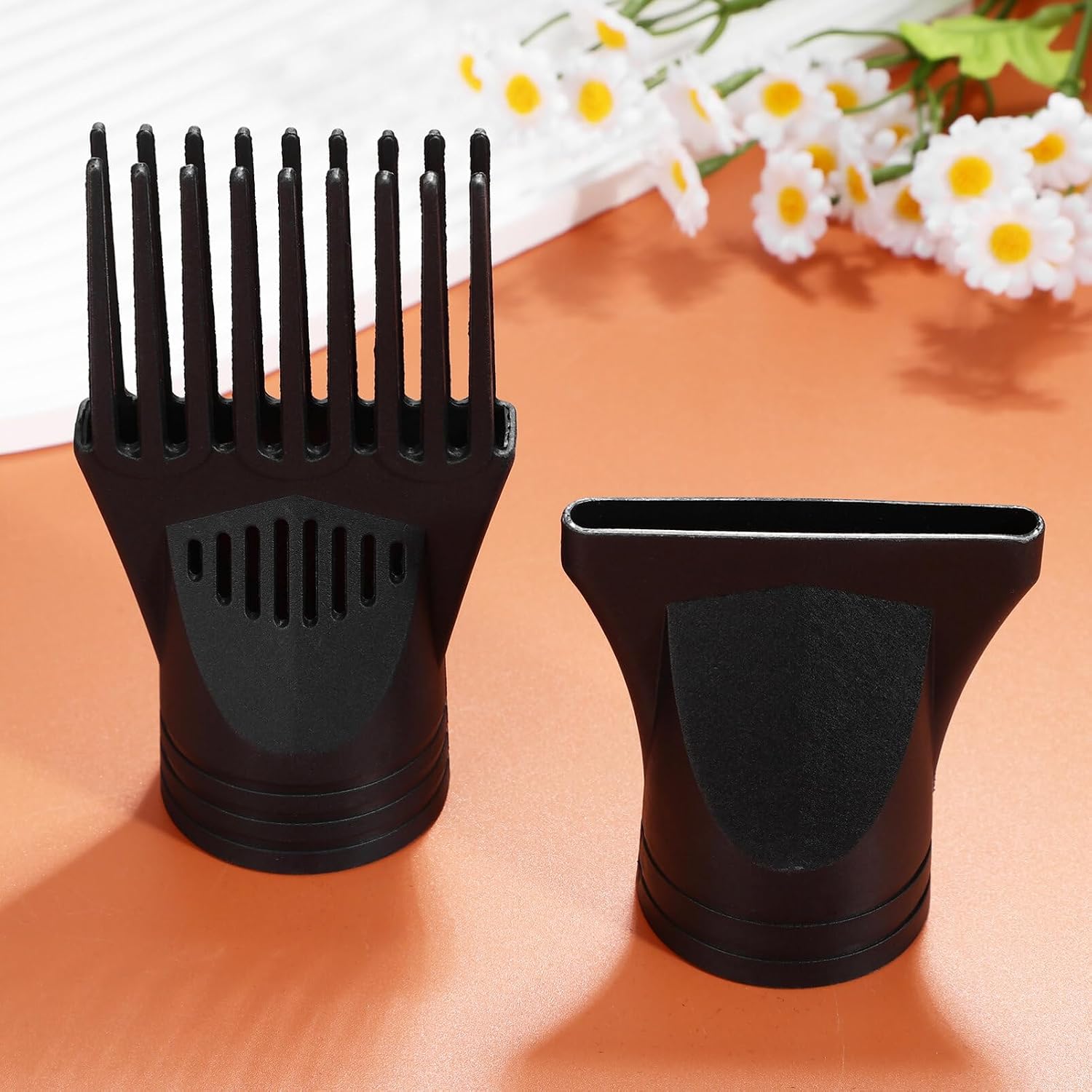Ipetboom Hair Dryer Comb Attachment Universal Hair Dryer Nozzle Detangling Blow Attachment for Straight and Curly 2 Pcs Heat-Resistant Styling Accessories