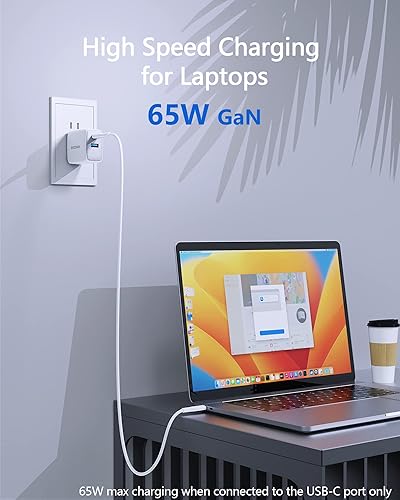 Miniatura 4 de Cargador USB-C de 65 W, GaN PPS cargador rápido para teléfono (cable de silicona suave de 6.8 pies incluido) cargador de pared de viaje enchufe