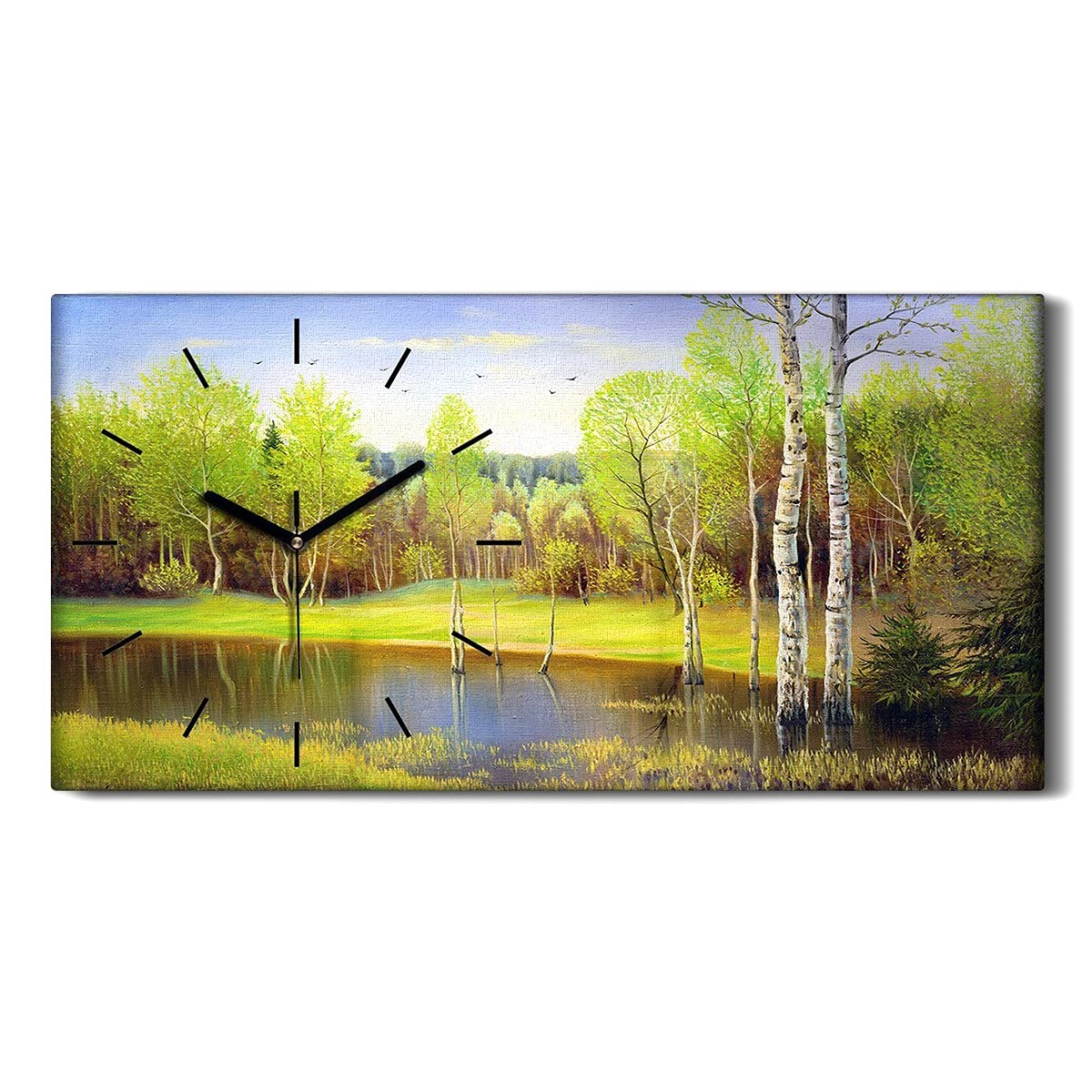 Décoration Art Mural Nature Horloge pour Chambre et Salon Lumineux